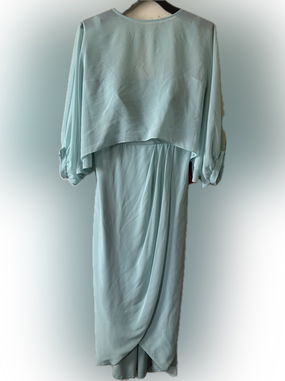 Jade Couture Elegant Aquamarine Blue Draped Women’s Dress